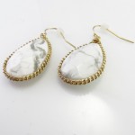 Theon Howlite White Marble Teardrop Stone Earrings